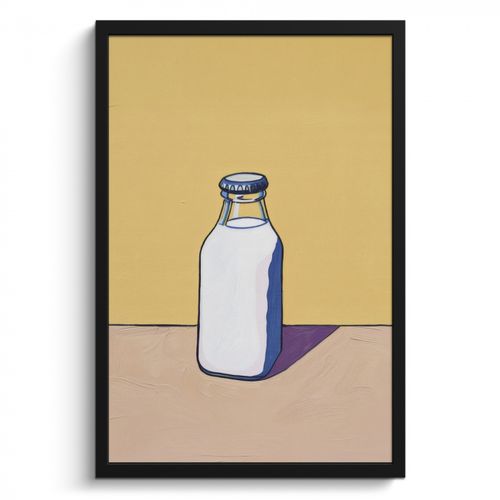 Poster met lijst - Glazen - Fles - Illustratie - Melk