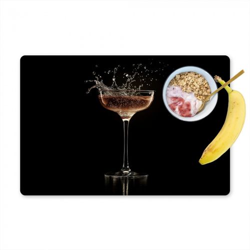Placemat vinyl - Cocktail - Zwart - Spetters - Glas