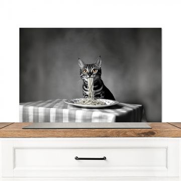 Spatscherm Aluminium - Bengaal - Kat - Tafelkleed - Zwart - Wit - Dier