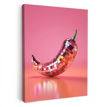 Canvas schilderij - Peper - Disco - Rood - Glitter