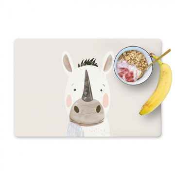 Placemat vinyl - Neushoorn - Wilde dieren - Pastel kleuren