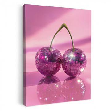 Canvas schilderij - Glitter - Discobol - Roze - Kersen