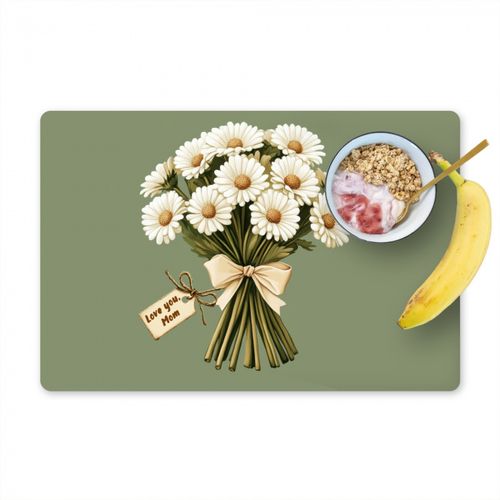 Placemat vinyl - Lint - Boeket - Groen - Quote