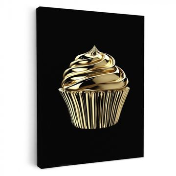 Canvas schilderij - Cupcake - Eten - Goud - Zwart