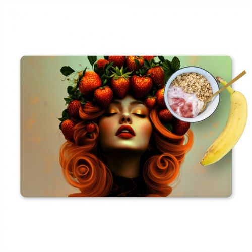 Placemat vinyl - Vrouw - Aardbeien - Kroon