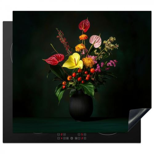 Inductie beschermer - Bloemen - Vaas - Zwart