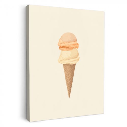Canvas schilderij - Minimalistisch - Schepijs - Hoorntje - Beige