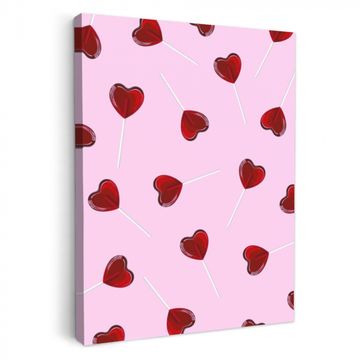 Canvas schilderij - Roze - Hart - Lolly - Snoep