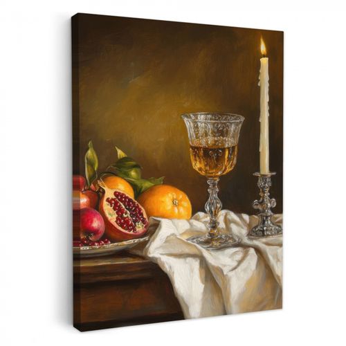 Canvas schilderij - Fruit -  Stilleven - Wijn - Kaars