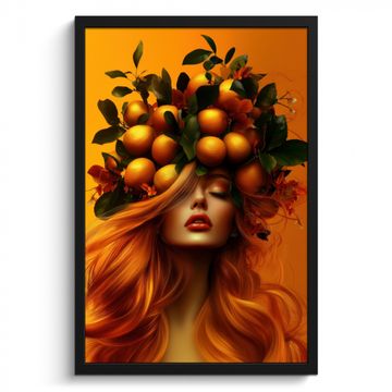 Poster met lijst - Vrouw - Citroenen - Bloesem - Geel