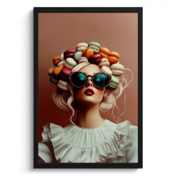 Poster met lijst - Vrouw - Macarons - Bril