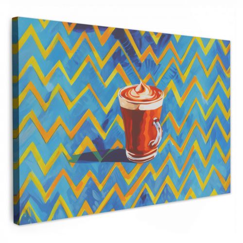 Canvas schilderij - Mok - Koffie - Zigzag - Slagroom
