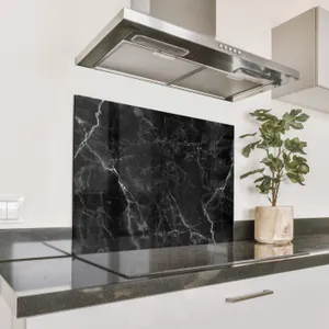 Spatscherm Aluminium - Nachtelijke Marmeren Bliksem