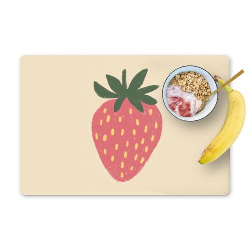 Placemat vinyl - Aardbei - Minimalistisch - Rood - Fruit