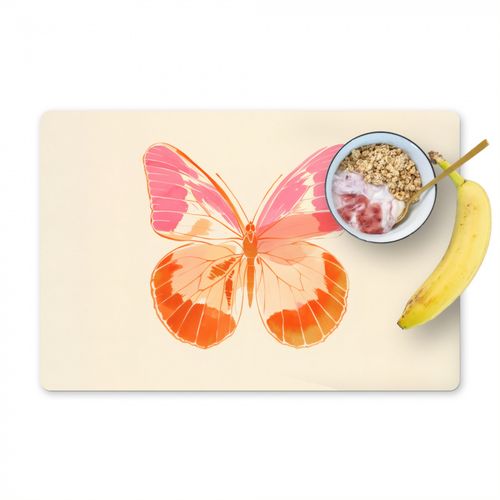Placemat vinyl - Oranje - Vlinder - Minimalistisch
