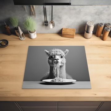 Inductie beschermer - Alpaca - Pasta - Zwart - Wit - Grappig - Dieren