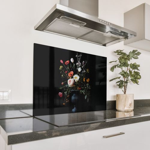 Spatscherm Aluminium - Bloemstuk - Vaas - Zwart