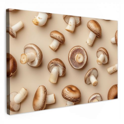 Canvas schilderij - Kastanje Champignons - Beige