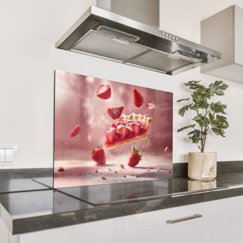 Spatscherm Aluminium - Aardbei - Taart- Eten - Roze
