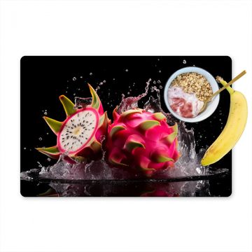 Placemat vinyl - Drakenfruit - Zwart - Water - Vrucht - Fruit