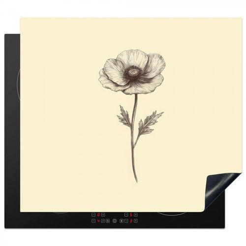 Inductie beschermer - Klaproos - Illustratie - Zwart