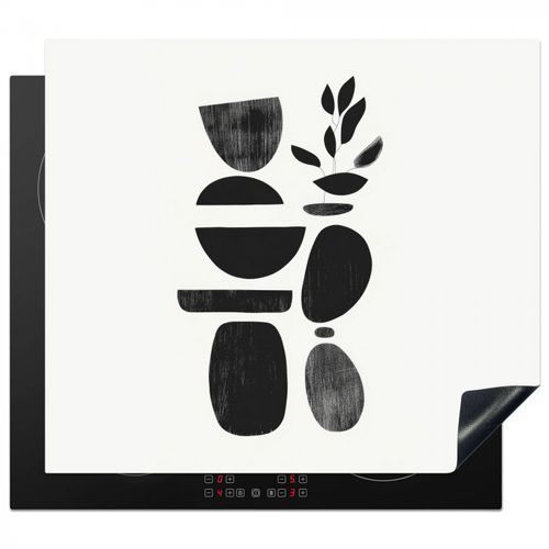 Inductie beschermer - Japandi - Zwart - Abstract