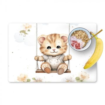Placemat vinyl - Beer - Baby - Dier - Kinderen - Babykamer - Kinderkamer - Bloemen