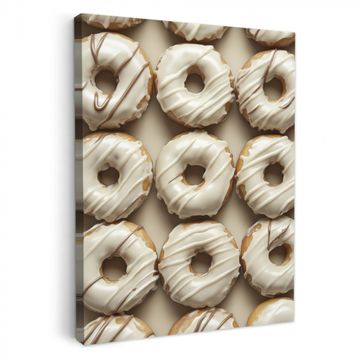 Canvas schilderij - Donuts - Chocolade - Wit - Beige