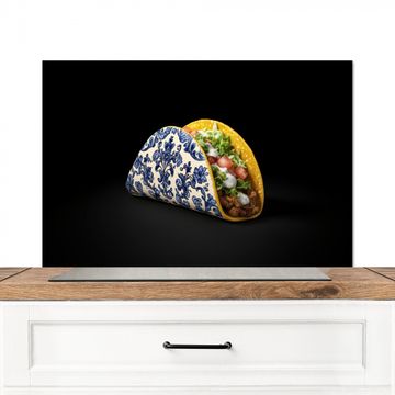 Spatscherm Aluminium - Taco - Vlees - Salade - Delftsblauw - Motief