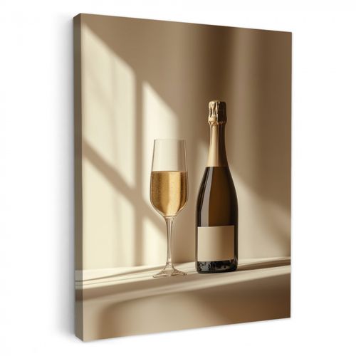 Canvas schilderij - Champagne - Beige - Schaduw - Bubbels