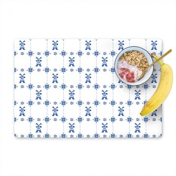 Placemat vinyl - Hollandse Molen en Sneeuwvlokken