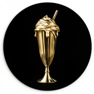 Muurcirkel - Milkshake - Goud - Drinken - Zwart