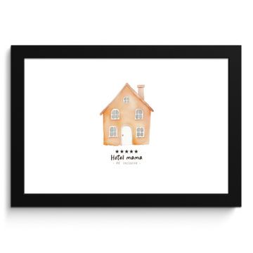Poster met lijst - Oranje - Huisje - Quote - Hotel