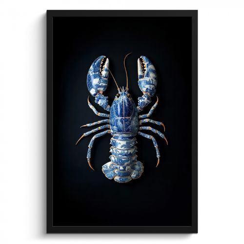 Poster met lijst - Kreeft - Delftsblauw - Schild - Stoer