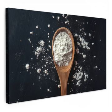 Canvas schilderij - Meel - Hout - Lepel