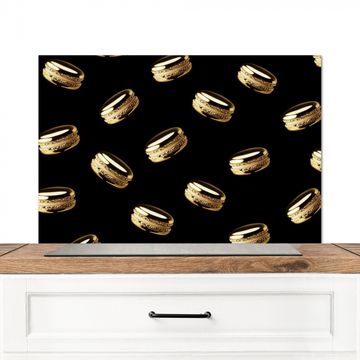Spatscherm Aluminium - Macarons - Patroon - Goud - Zwart