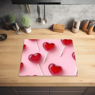 Inductie beschermer - Lollies - Hartjes - Roze
