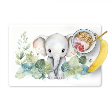 Placemat vinyl - Olifant - Dieren - Natuur - Kind - Watercolor