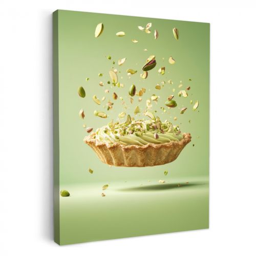 Canvas schilderij - Pistache - Taart - Noten - Eten