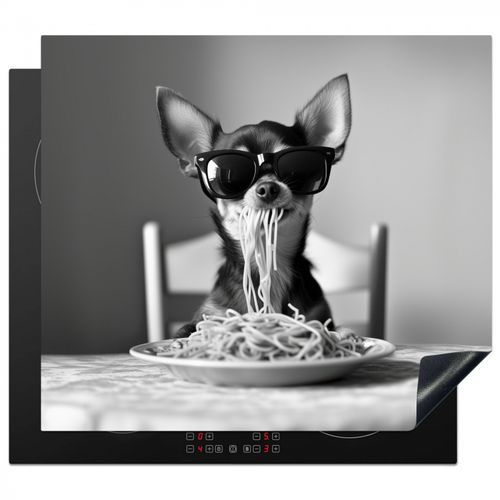 Inductie beschermer - Chihuahua - Hond - Zonnebril - Humoristisch - Zwart - Wit - Spaghetti