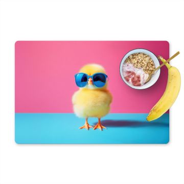 Placemat vinyl - Kuiken - Zonnebril - Blauw