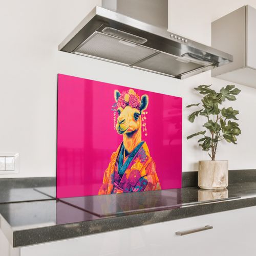 Spatscherm Aluminium - Kameel - Bloemen - Kimono - Waaiers