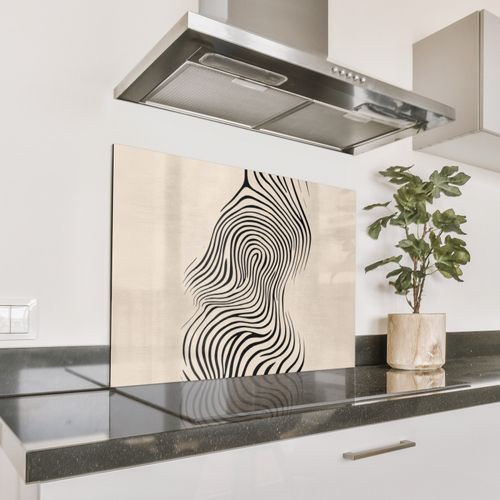 Spatscherm Aluminium - Lijnen - Abstract - Golvend - Zwart