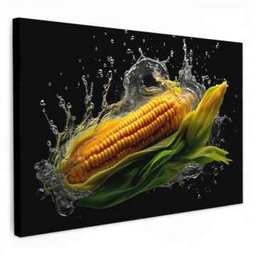 Canvas schilderij - Maïs - Groente - Planten - Zwart - Water