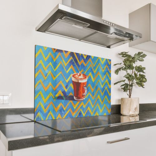 Spatscherm Aluminium - Mok - Koffie - Zigzag - Slagroom