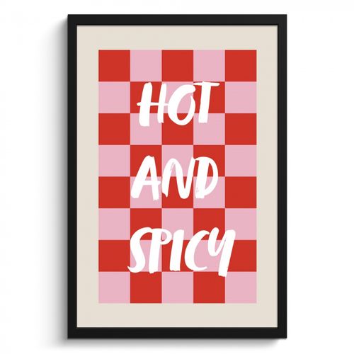 Poster met lijst - Hot - Spicy - Geruit - Rood