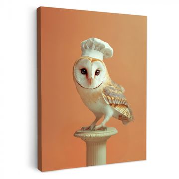 Canvas schilderij - Kerkuil - Koksmuts - Oranje - Vogel