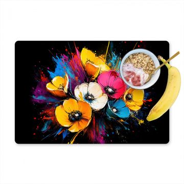 Placemat vinyl - Bloemen - Kleurrijk - Graffiti - Modern - Boeket