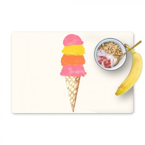 Placemat vinyl - Schepijs - Hoorntje - Illustratie - Minimalistisch