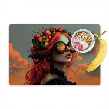 Placemat vinyl - Vrouw - Kroon - Tomaat - Bascilicum - Zonnebril
